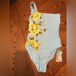 SEAFOLLY One-strap One-Piece swim suit Blue Hawaiian Beach Vaca Cruise Homeymoon